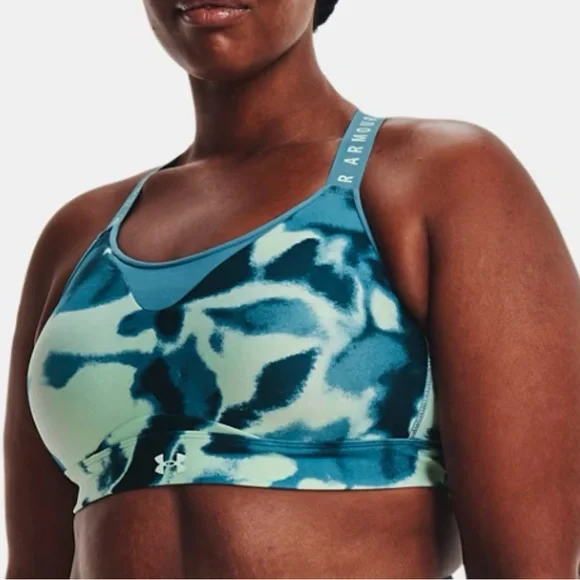 Under Armour Teal and Blue Patterned Cross Back Sports Bra - Picture 1 of 10